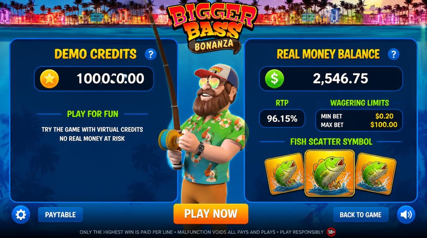Demo mode vs real money play comparison showing balances and features side by side